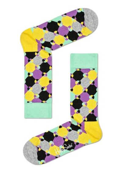 Носки унисекс Diamond Dot Sock с геометрическим принтом (Размер: 25) (Цвет: серый с жёлтым)