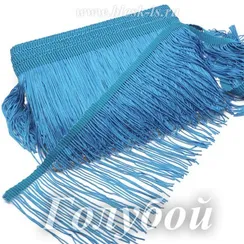 Бахрома для танцев 15 см, полиэстер, однониточная, Голубая, розница от 10 см