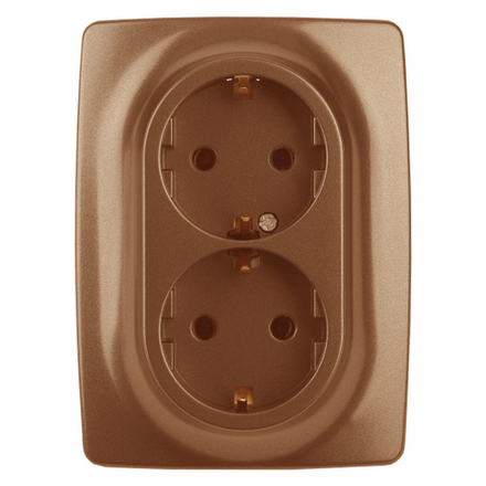 Розетка ЭРА Серия 12 12-2106-14 двойная с заземлением 2X2P+E Schuko 16A-250В IP20 медь