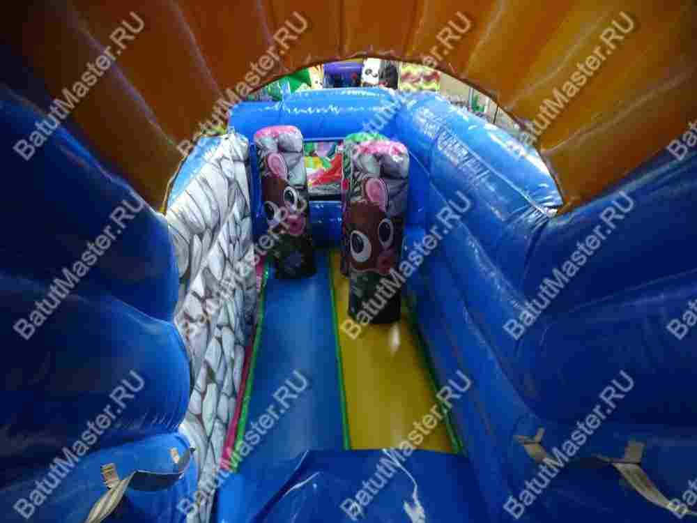 Надувной батут "В гостях у зебры" 7x7x6 м, с окошками на бортах