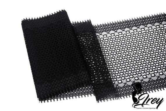 906 ОПТ Кружево эластичное 19 см, перфорация, Италия, черный 170