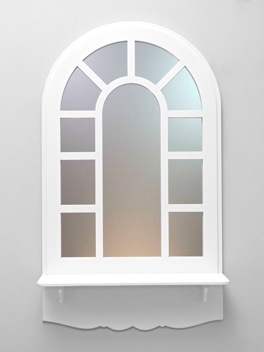 Декор для дома и интерьера "Зеркальное окно-арка с полочкой" 36*60 см