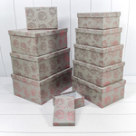 Коробка 34х26х15.3 см Набор 10 шт "Розы" с тиснением (Серый)