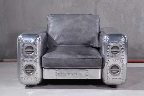 Кресло Aviator, серая натуральная кожа