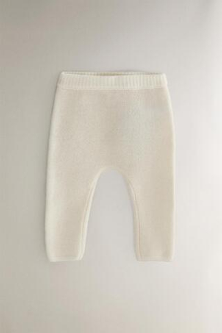 ZARA HOME КАШЕМИРОВЫЕ ДЕТСКИЕ ЛЕГГИНСЫ, ЖЕЛТОВАТО-БЕЛЫЙ