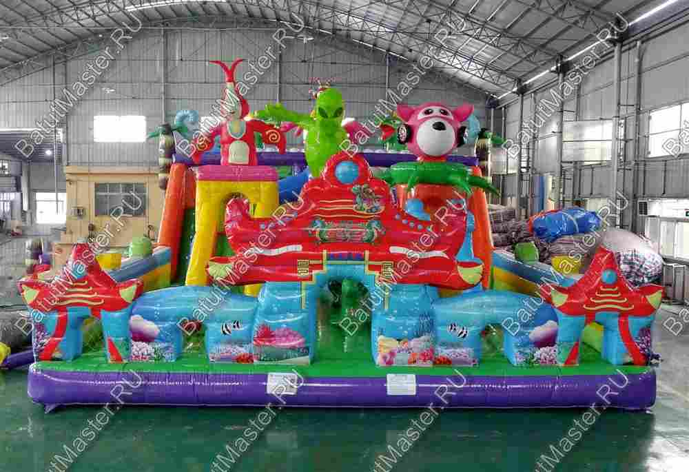 Коммерческий надувной батут "Невероятные приключения" 24*9*9 м