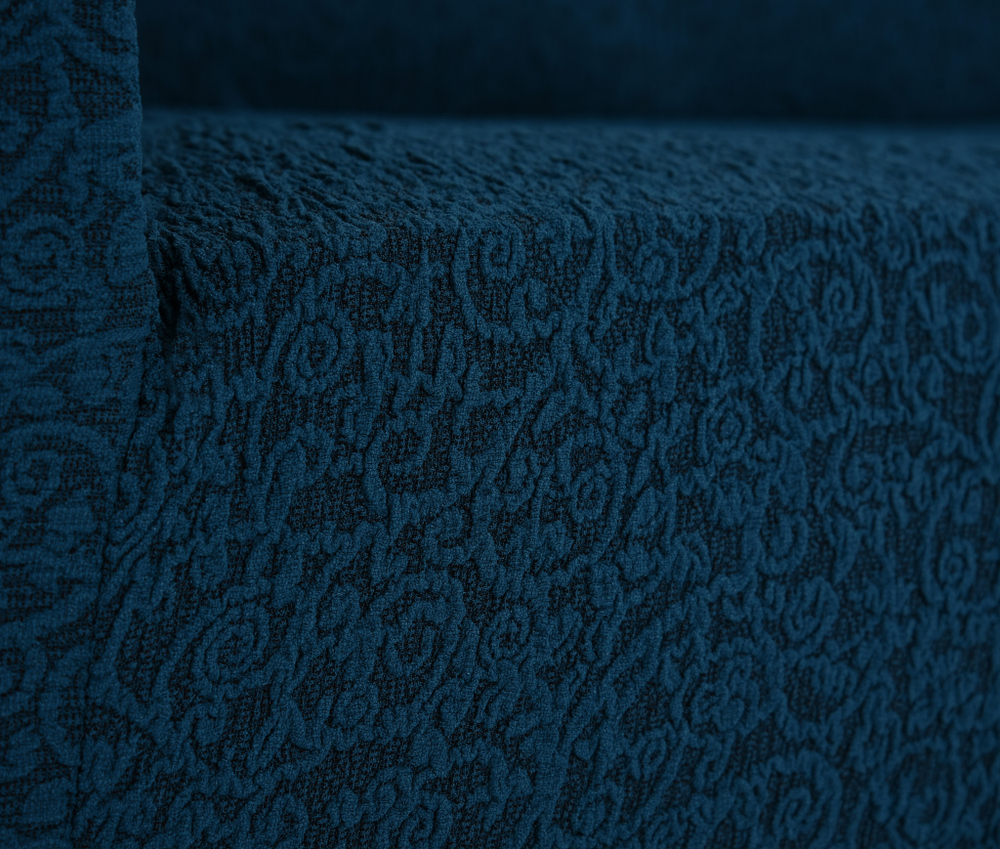 Чехол Жаккард на 3-х местный диван без оборки, цвет Темно-синий