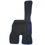 Ковры VOLVO FM до 2008 года (экокожа, черный, синий кант, синяя вышивка)