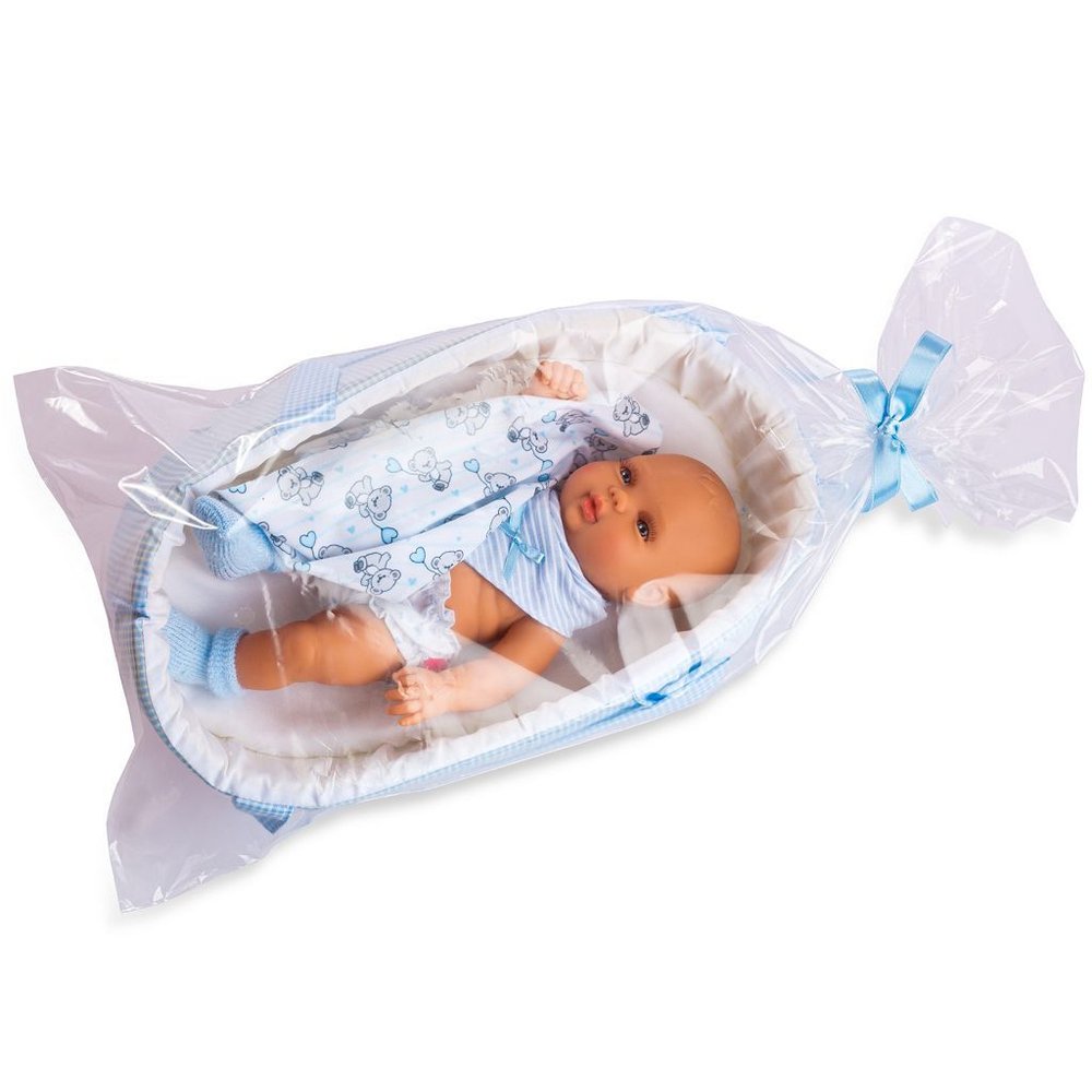 Кукла BERJUAN виниловая 30см Baby в люльке в пакете (501)