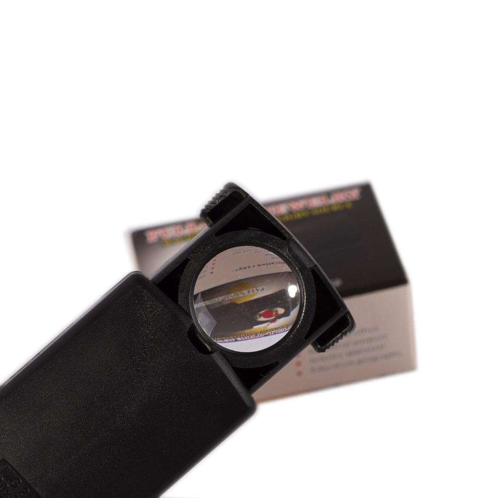 Лупа Alingar "Pull-Type Jewelry", 21 мм, 20-ти кратное увеличение, с фонариком, пластиковый футляр, картонная упаковка