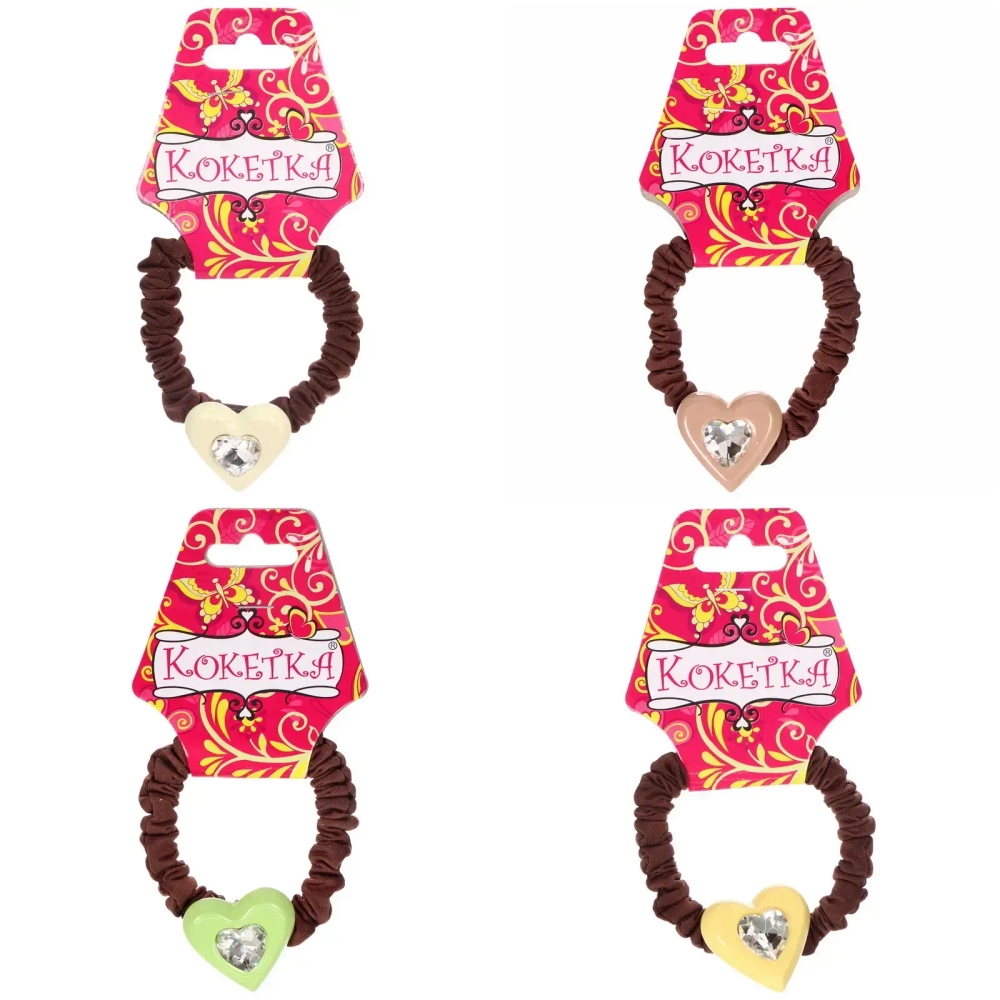 Резинка для волос 1шт «Франка», цвет коричневый, серце микс, d-5,5см