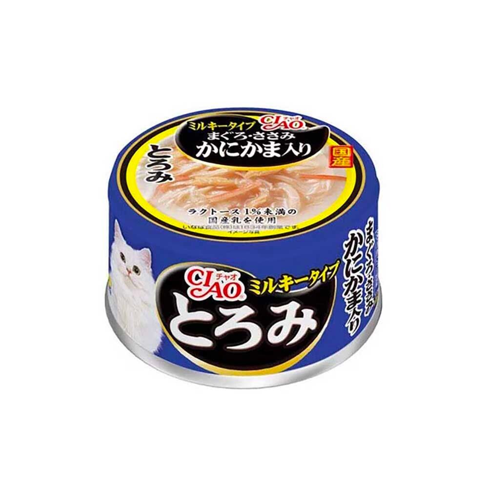 Inaba Ciao (мраморный тунец с крабом и филе курицы в сливочном соусе) 80 г - консервы для кошек
