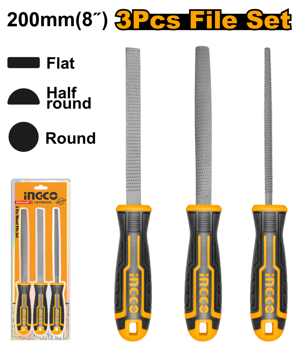 Набор рашпилей 3 пред. 200 мм INDUSTRIAL