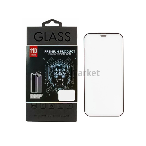 Защитное стекло Glass Dust Proof с металлической сеточкой для динамика для Apple iPhone 12 Pro Max, 10D, черная рамка, 0.22 мм