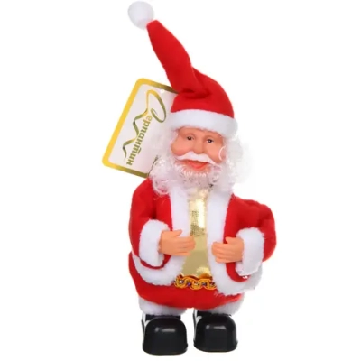 Дед Мороз музыкальный 21 см в красной шубе (работает от 3*ААА - в комплект не входят)