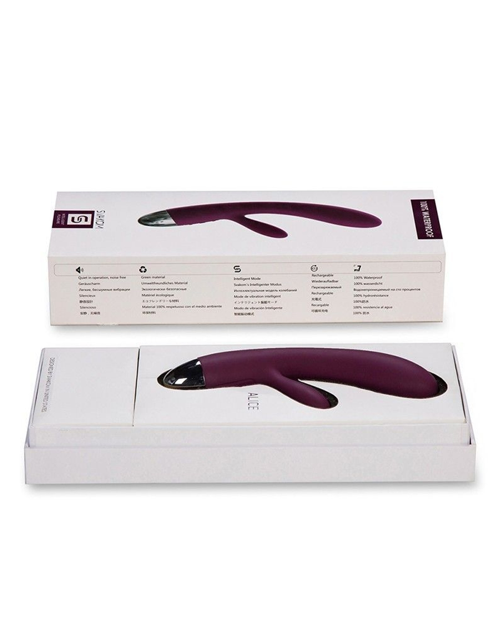 Фиолетовый вибратор Alice с клиторальным отростком - 20 см.