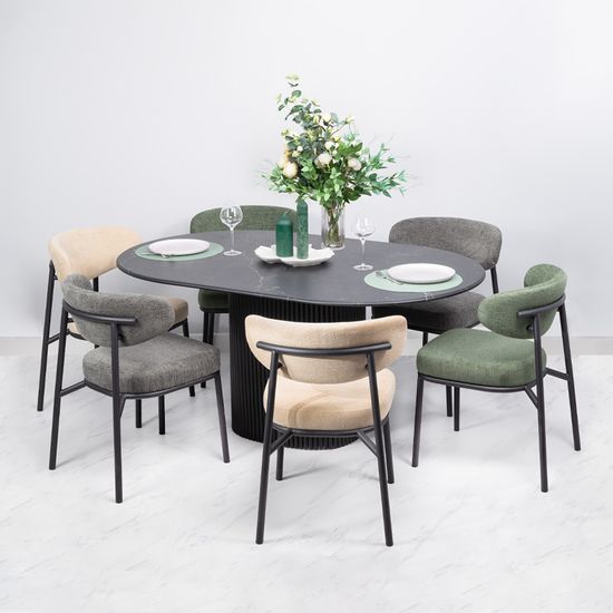 Стул Lucas 2 серый шенилл с чёрными ножками