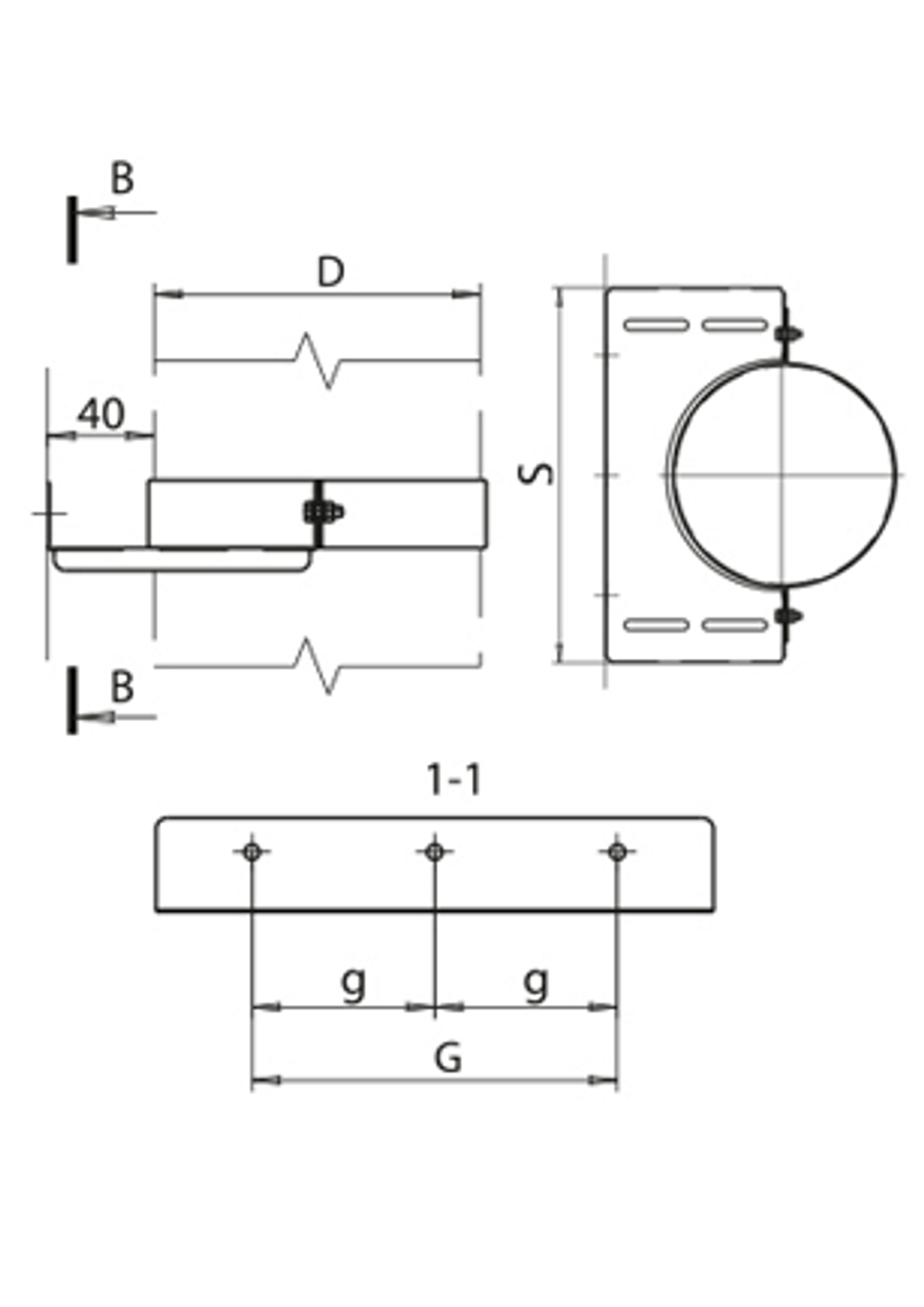 Стеновой хомут ( AISI 430)  Ф200