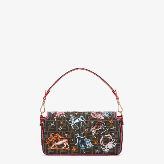 Сумка Fendi из ткани FF с вышивкой Astrology коричневый