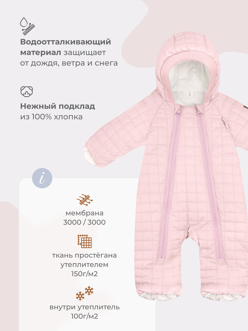 Комбинезон утеплённый стёганый Mjölk Pudra, 250гр/м2