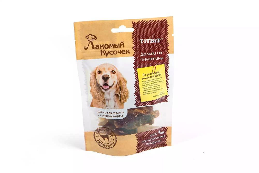Лакомый кусочек Дольки из телятины 60 г 006436 TitBit Лакомый кусочек Дольки из телятины 60 г 006436 TitBit