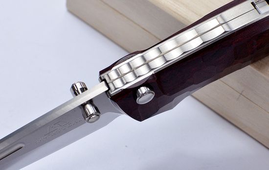 Премиальный японский нож Rockstead RIN-ZDP (RD) 67 HRC - рукоять титан + бордовый эбонит, сталь ZDP-189