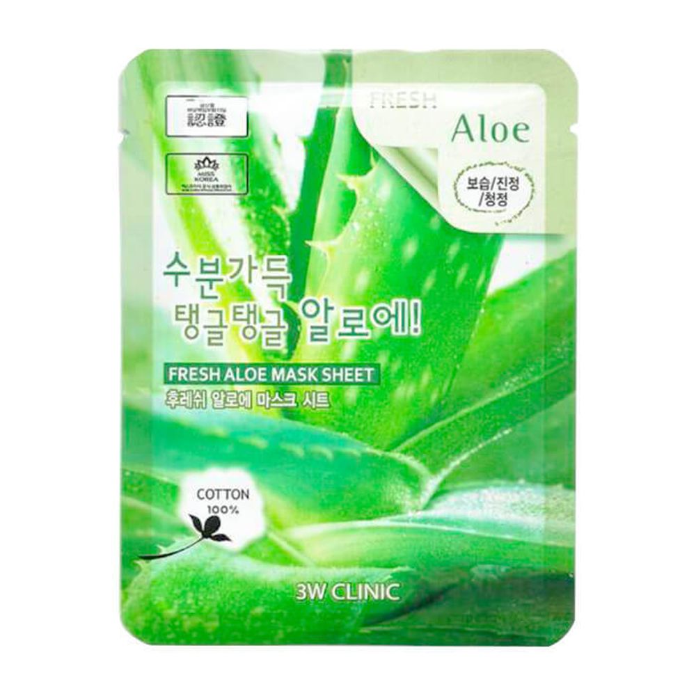 3W Clinic. Тканевая маска Fresh Aloe Mask Sheet