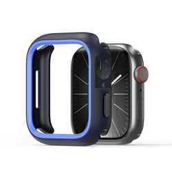 Чехол-бампер для часов Apple Watch 44мм для моделей 4, 5, 6 и SE, черный с синими вставками (Midnight/Blue) от Dux Ducis, серия Bamo Series Case
