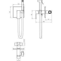 Гигиенический душ Boheme Qubic 477-CR со смесителем, С ВНУТРЕННЕЙ ЧАСТЬЮ, сhrome