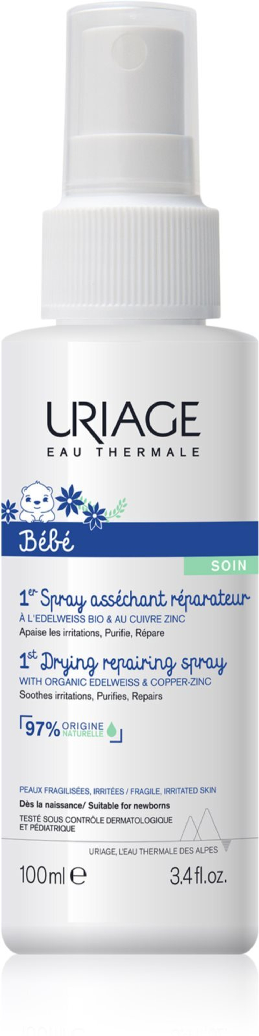 Uriage Bebe 1st Cu-Zn+ Spray - спрей от раздражения /   100  ml  / GTIN 3661434008641