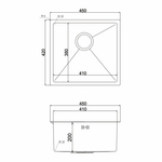 Мойка подст.монтаж 45х42 (3,0) вып 3 1/2  MIXLINE PRO 20см с сифоном (сатин)