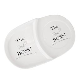 Кружка с блюдцем "THE REAL BOSS" v=380мл (фарфор) (подарочная упаковка)