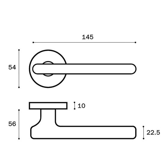Размеры дверной ручки MIRA ZR