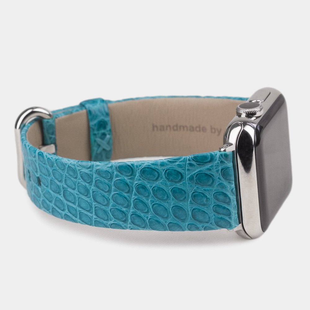 Ремешок для Apple Watch 44/45/46 mm из кожи аллигатора, цвета тиффани