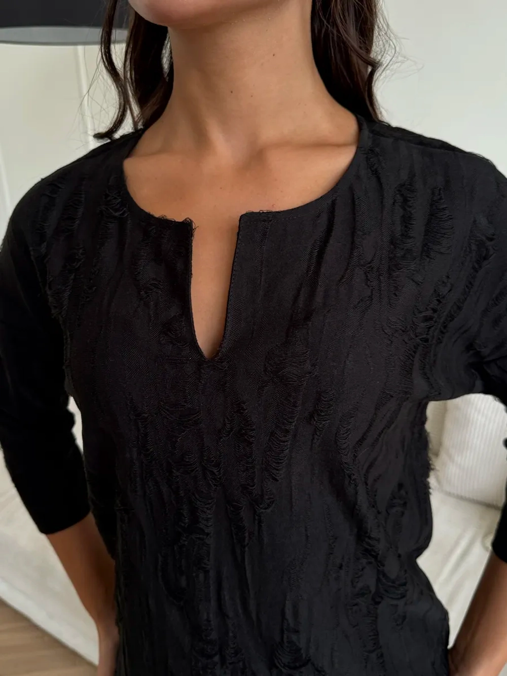 Блузка нарядная трикотажная офисная рукав 3 4