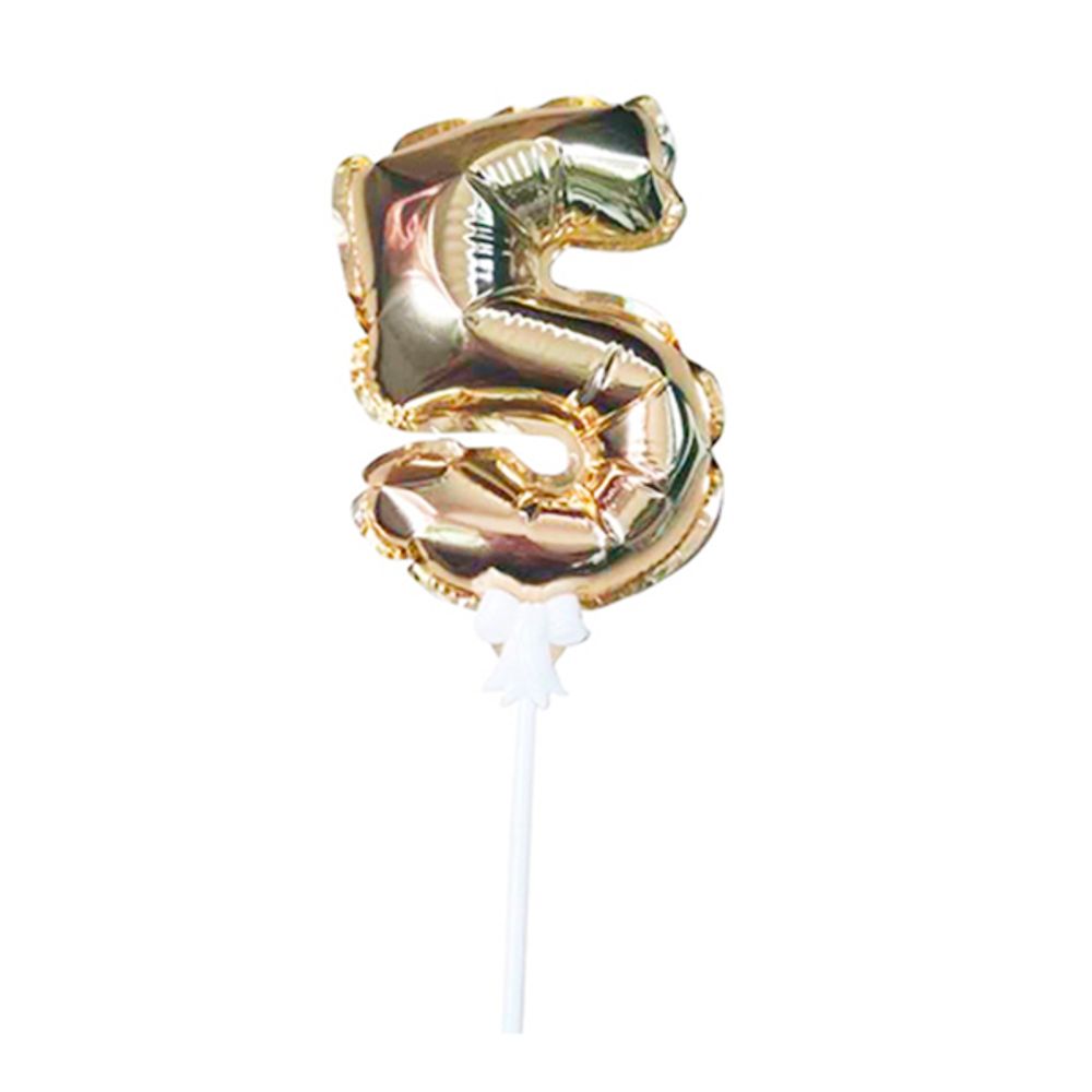 Шар 18 см самодув, цифра 5 золото