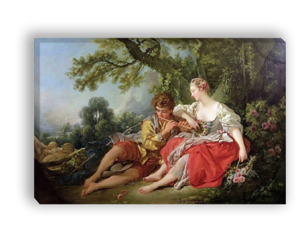 "Пастух, играющий на свирели пастушке", Буше, Франсуа, картина (репродукция)