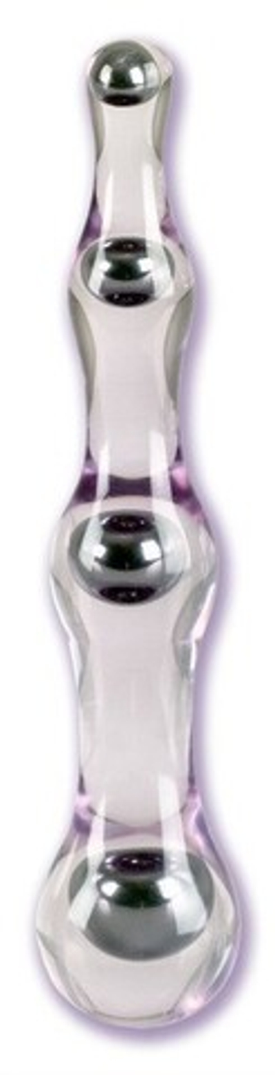 Рельефный анальный стимулятор Juno Basics (Цвет: прозрачный с серебряным)