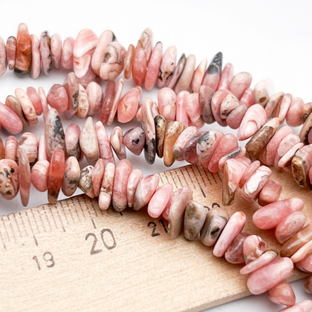 Родохрозит бусины, крошка 3-7 мм, цена за нить 39 см