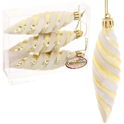 Ёлочные игрушки «Сосульки снежные» 11 см, золото (набор 3 шт)