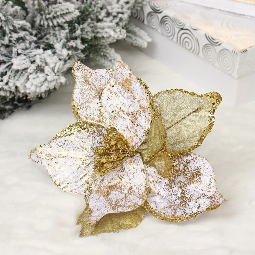 Украшение новогоднее «Пуансеттия - Принцесса» 20 см, Золото