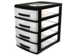 Комод 4-х секционный Мини черный/прозрачный