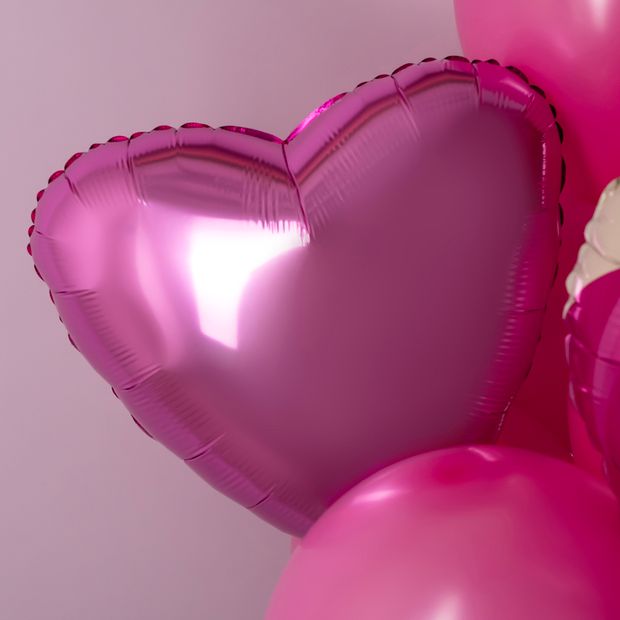 Ag Шар Сердце 19''/46 см, розовый пион (БГ-15)