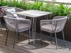 "Руссо" обеденный стол из HPL квадратный 90х90см, цвет светло-серый