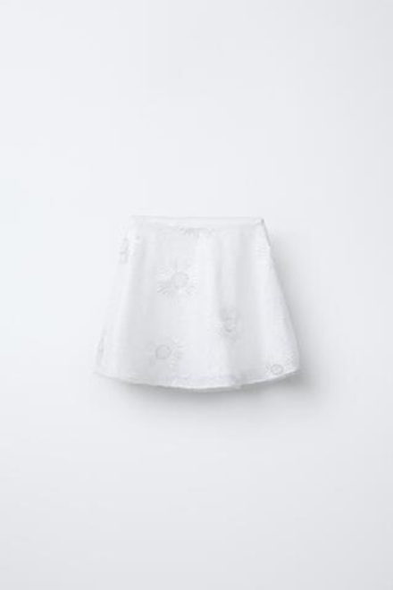 ZARA ЮБКА С БЛЕСТКАМИ, БЕЛЫЙ