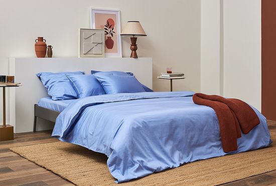 Простыня на резинке из премиального сатина сиреневого цвета из коллекции essential, 160х200х30 см