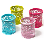 Подставка-стакан для канцтоваров Alingar, металлическая, круглая, узор "Цветы", ассорти