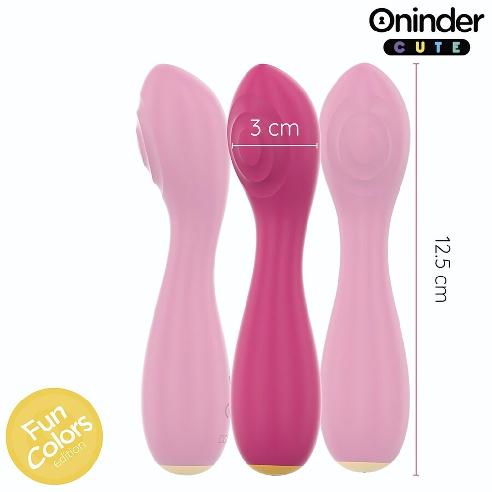 Розовый перезаряжаемый мини-вибратор с режимом постукивания - 12,5 см. (Цвет: розовый)