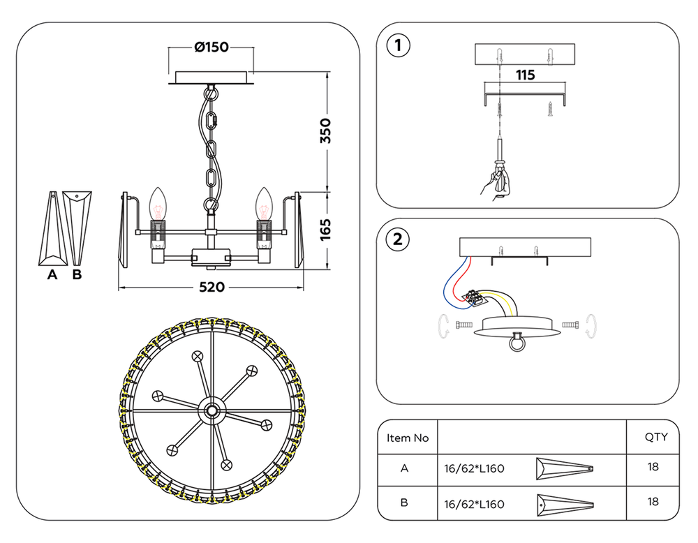 Ambrella Подвесная люстра с хрусталем Traditional TR5172