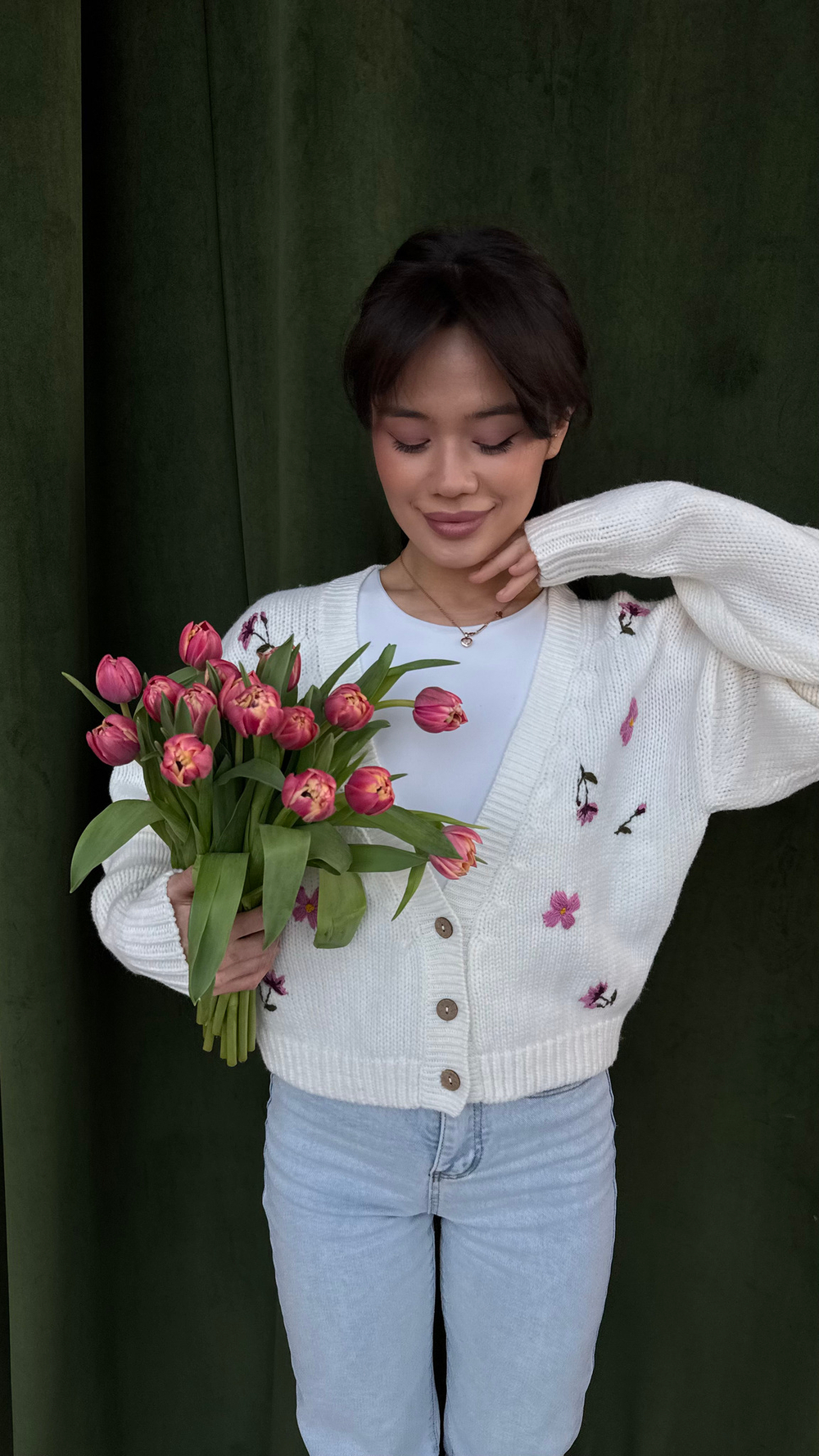 Кардиган с цветами взрослый